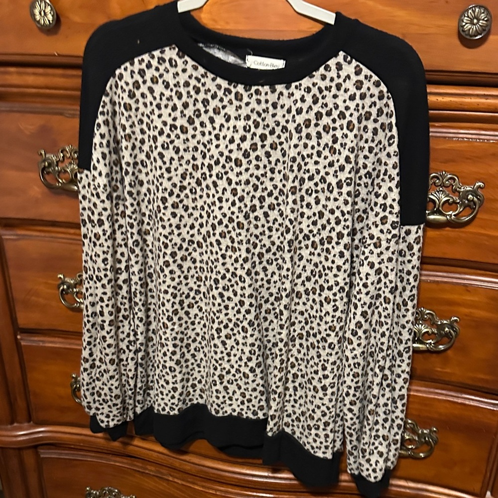 Cotton Bleu Leopard Print Sweater